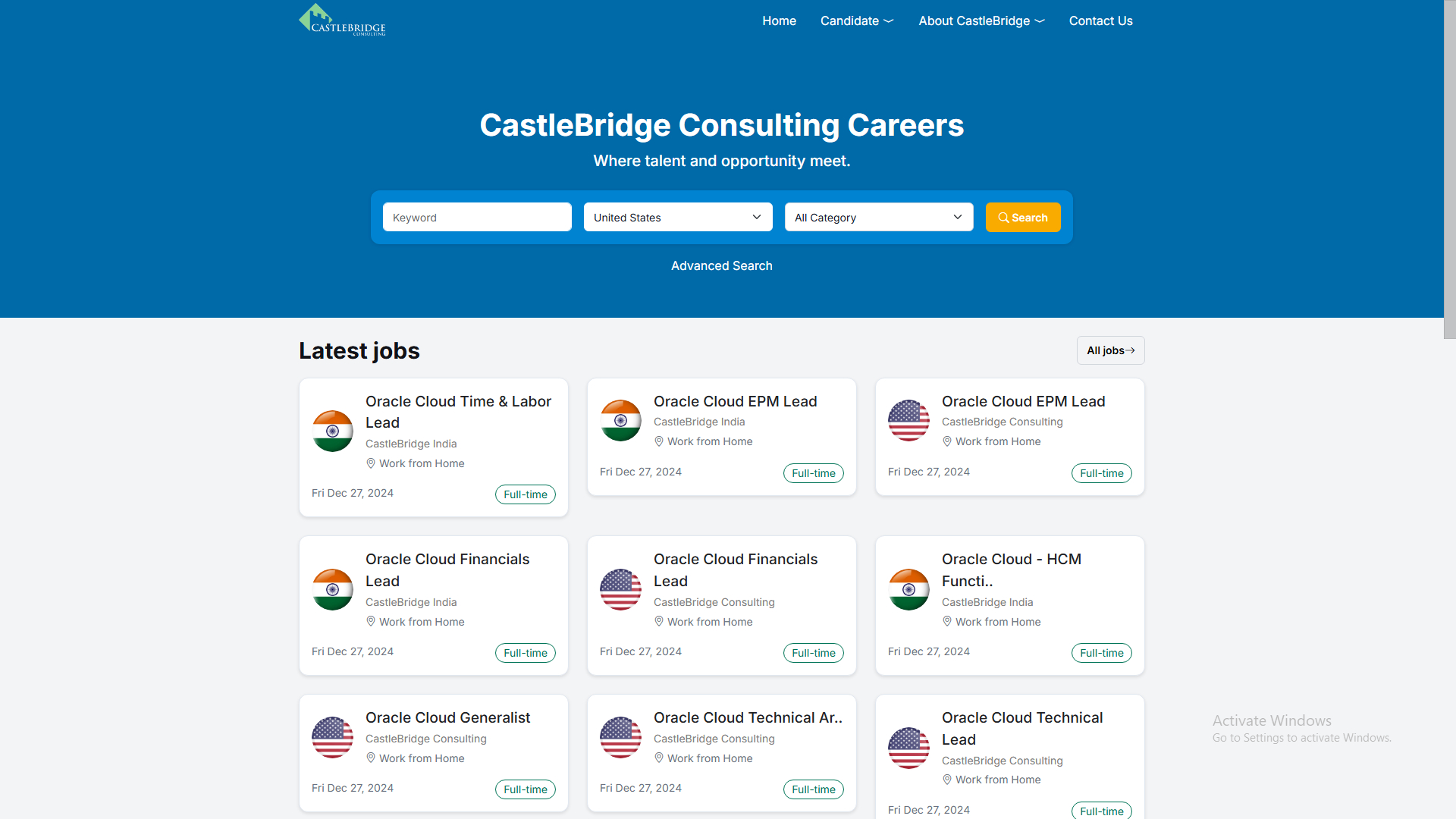 Castlebridgeconsulting.com Homepage Client