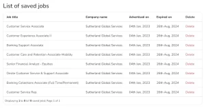 Job Seeker Saved Jobs