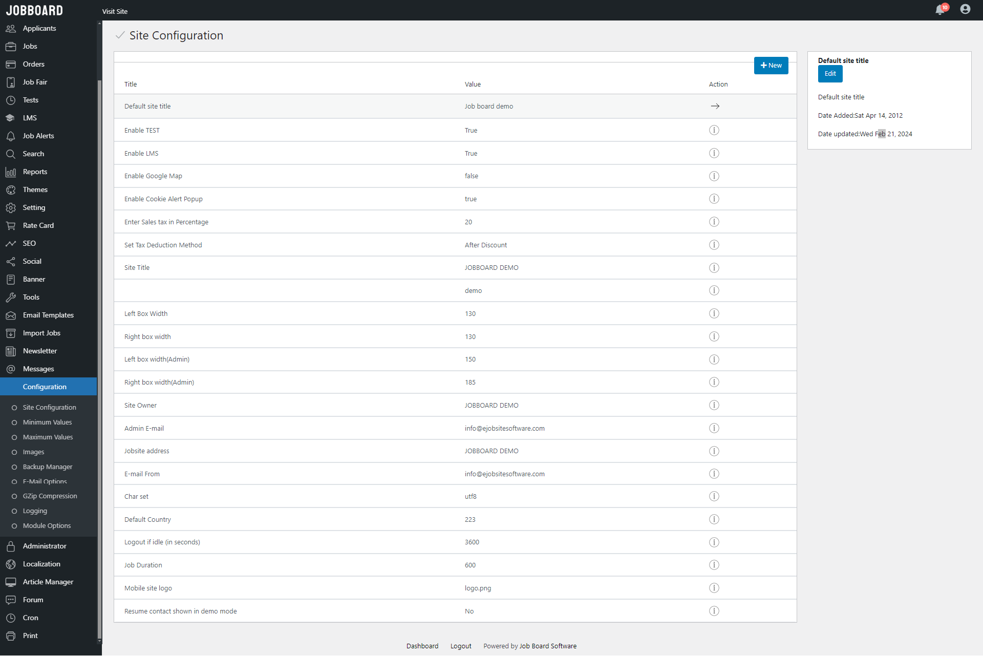 Configuration – Job Board Software